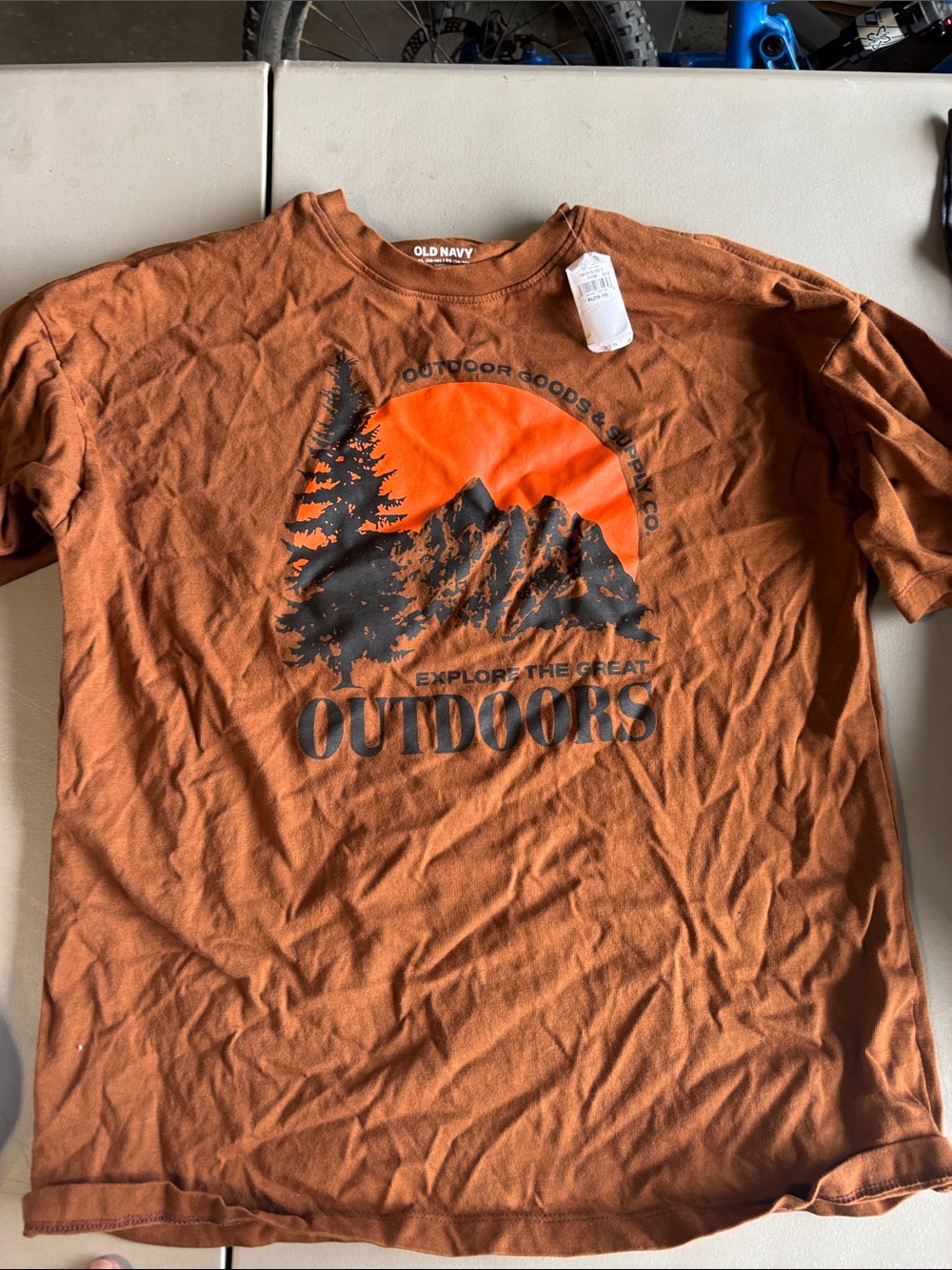 Old Navy Rust Orange and Black Outdoors Graphic Short Sleeve Tee